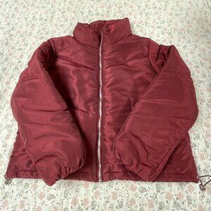 Montrez Chevron Puffer Fashion Jacket - Women's Medium - Shimmery Maroon - NEW